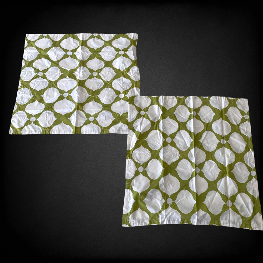 Vtg Y2K Jonathan Adler King Duvet Cover Set 2 Euro Shams Green White Geometric - Picture 9 of 11